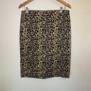 J. Crew Womens 8 Pencil Skirt Leopard Animal Print Stretch Office Work Career
